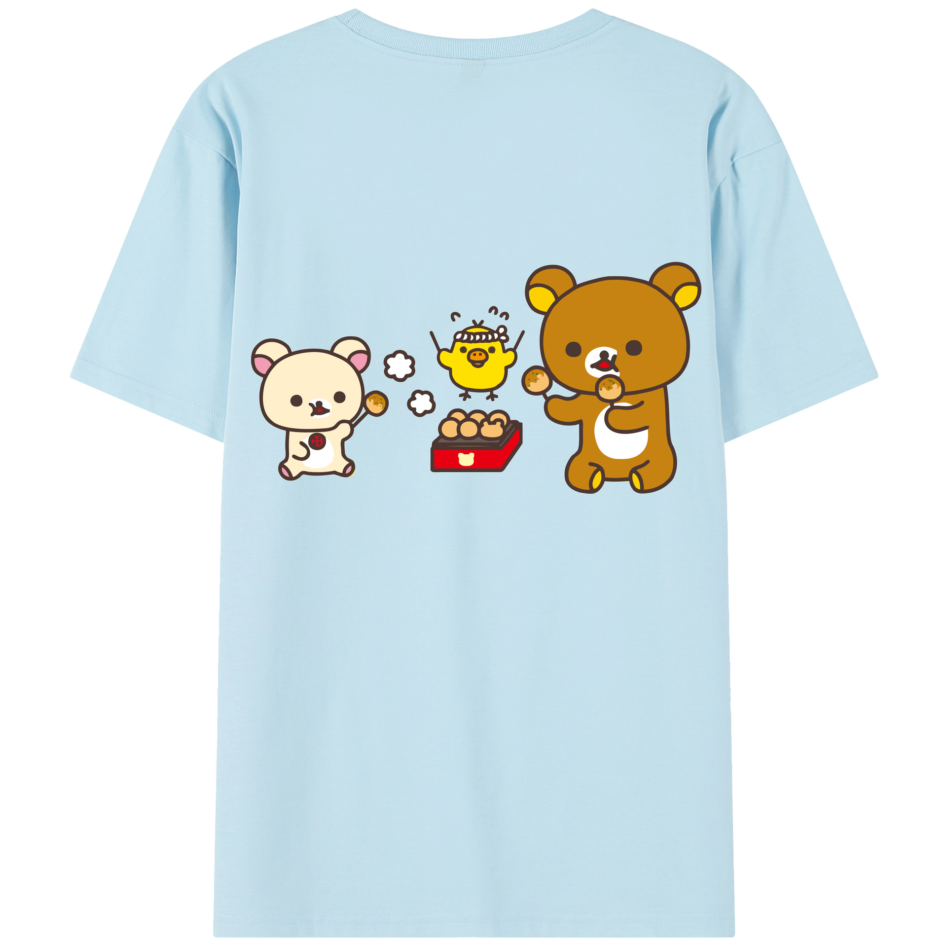 （画像用） リラックマ リラックマ キイロイトリ Rilakkuma Korilakkuma Kiiroitori 綿100％半袖Tシャツ（背面プリント）